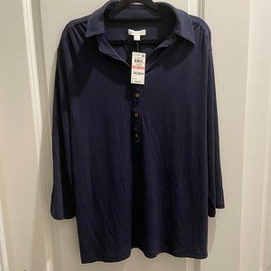 NWT Charter Club 3/4 sleeve navy top 2X